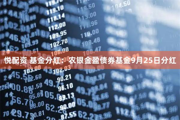 悦配资 基金分红：农银金盈债券基金9月25日分红